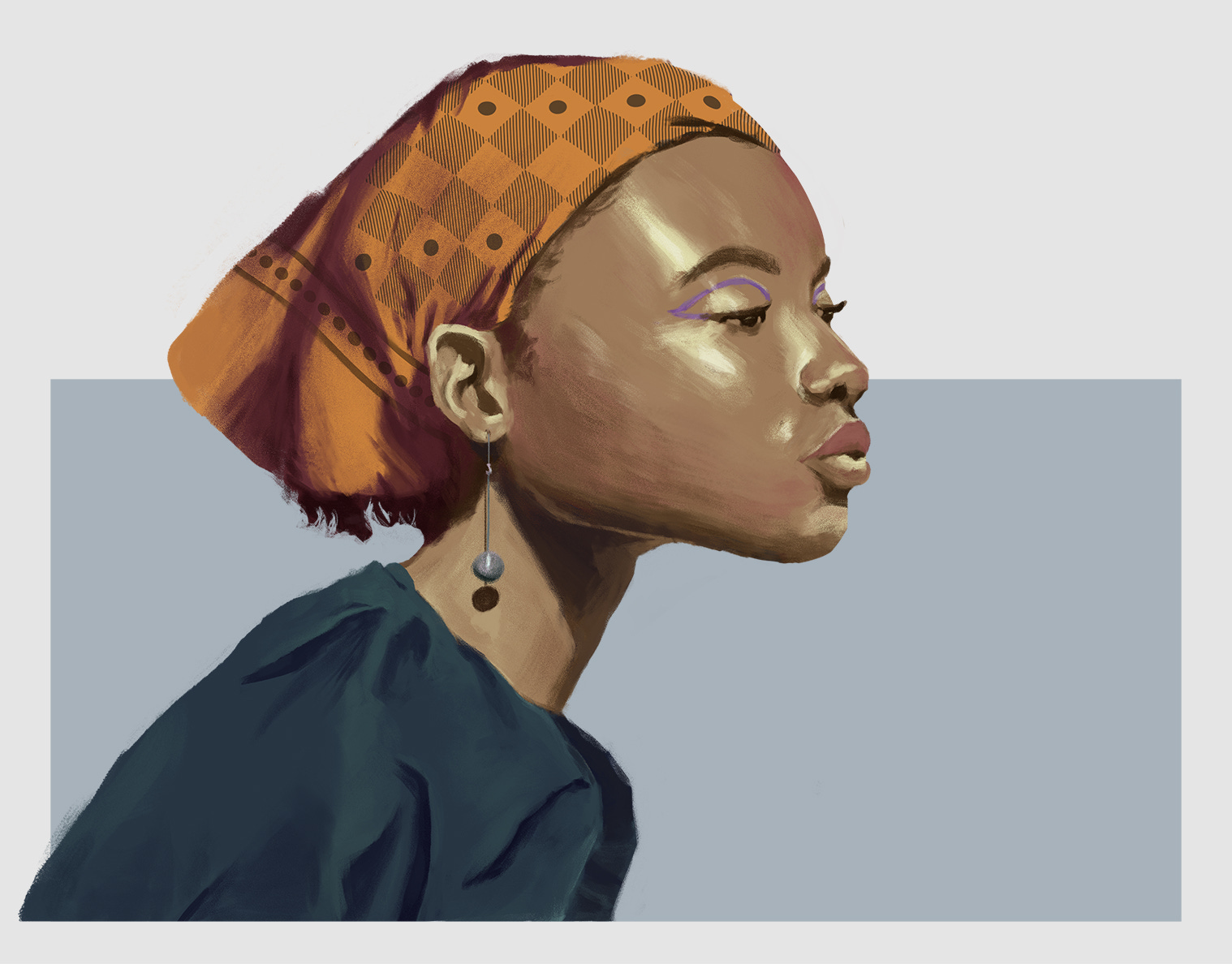 A painted portrait of a lady.